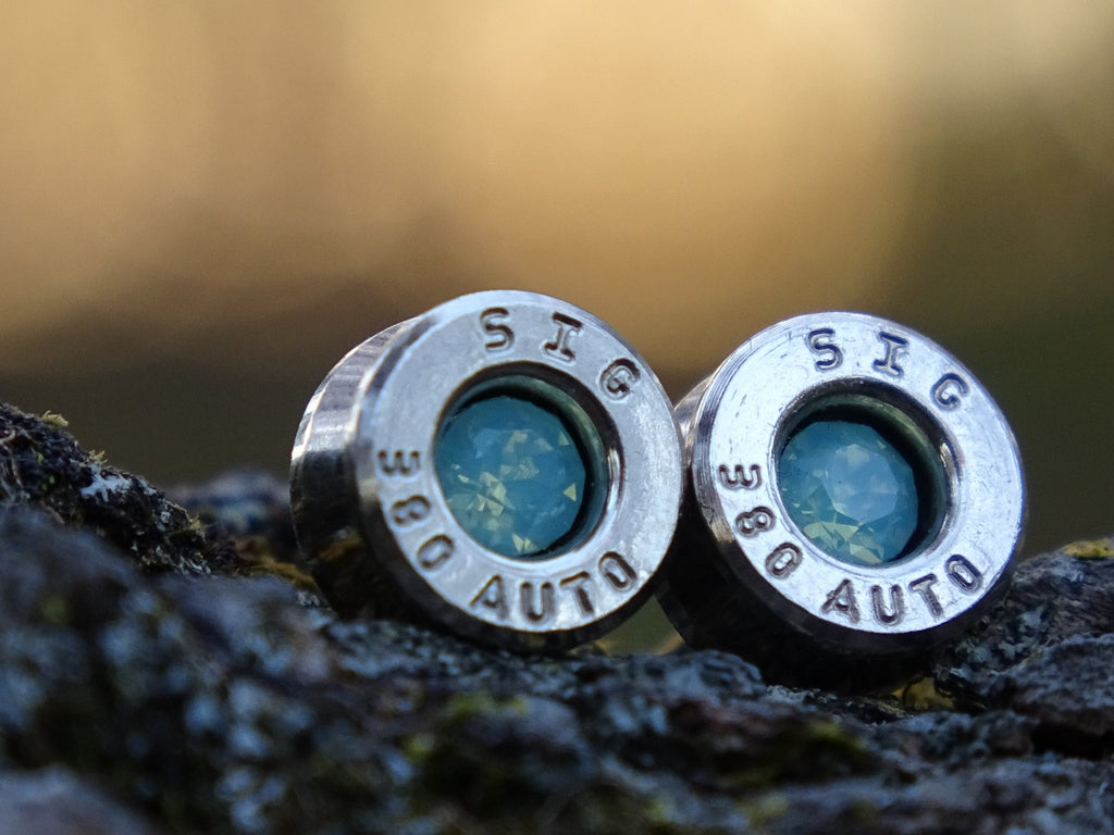 Bullet earring 380 auto Green Opal (etsy image id: 4309081084)