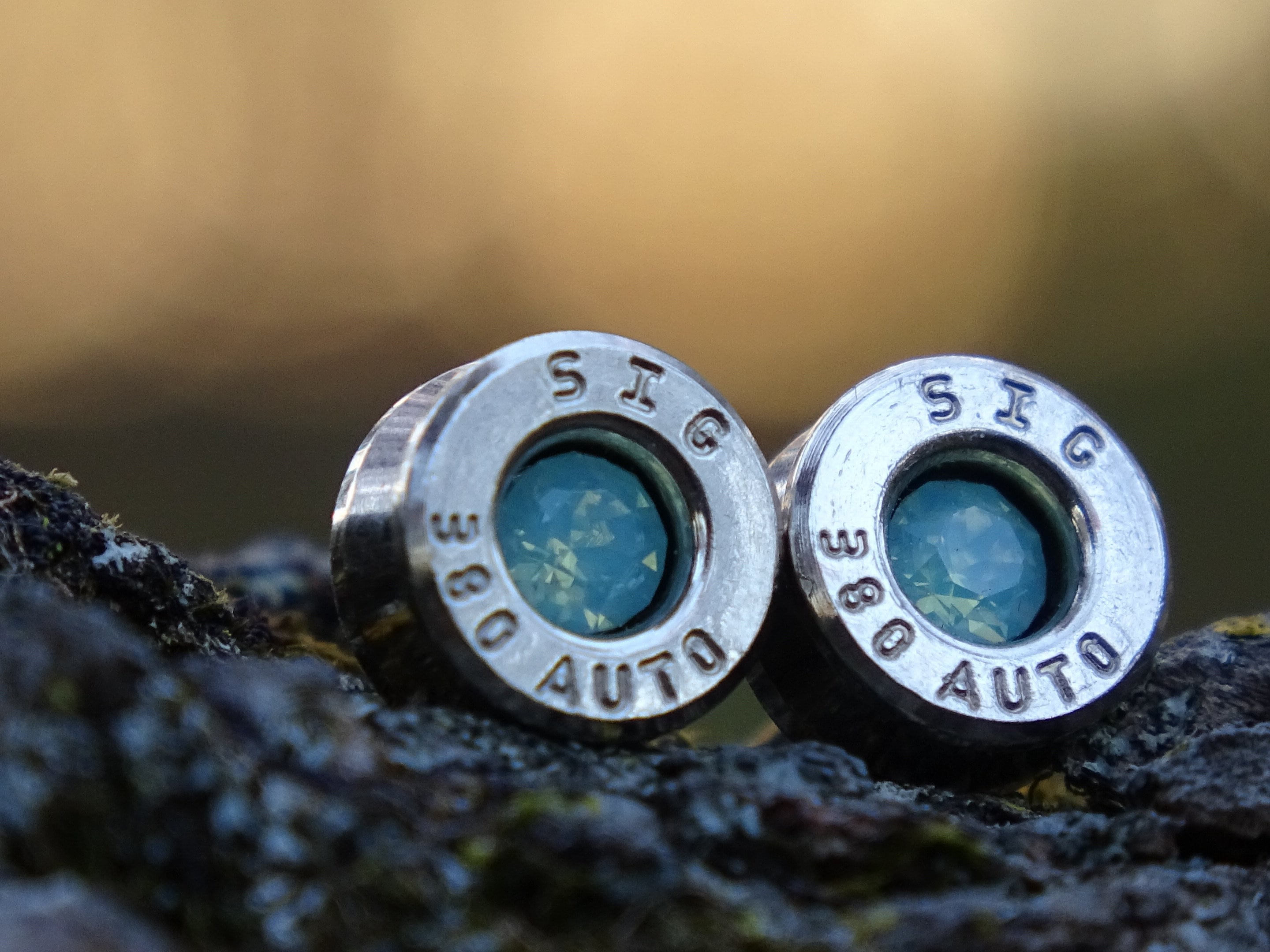 Bullet earring 380 auto Green Opal (etsy image id: 4309081084)