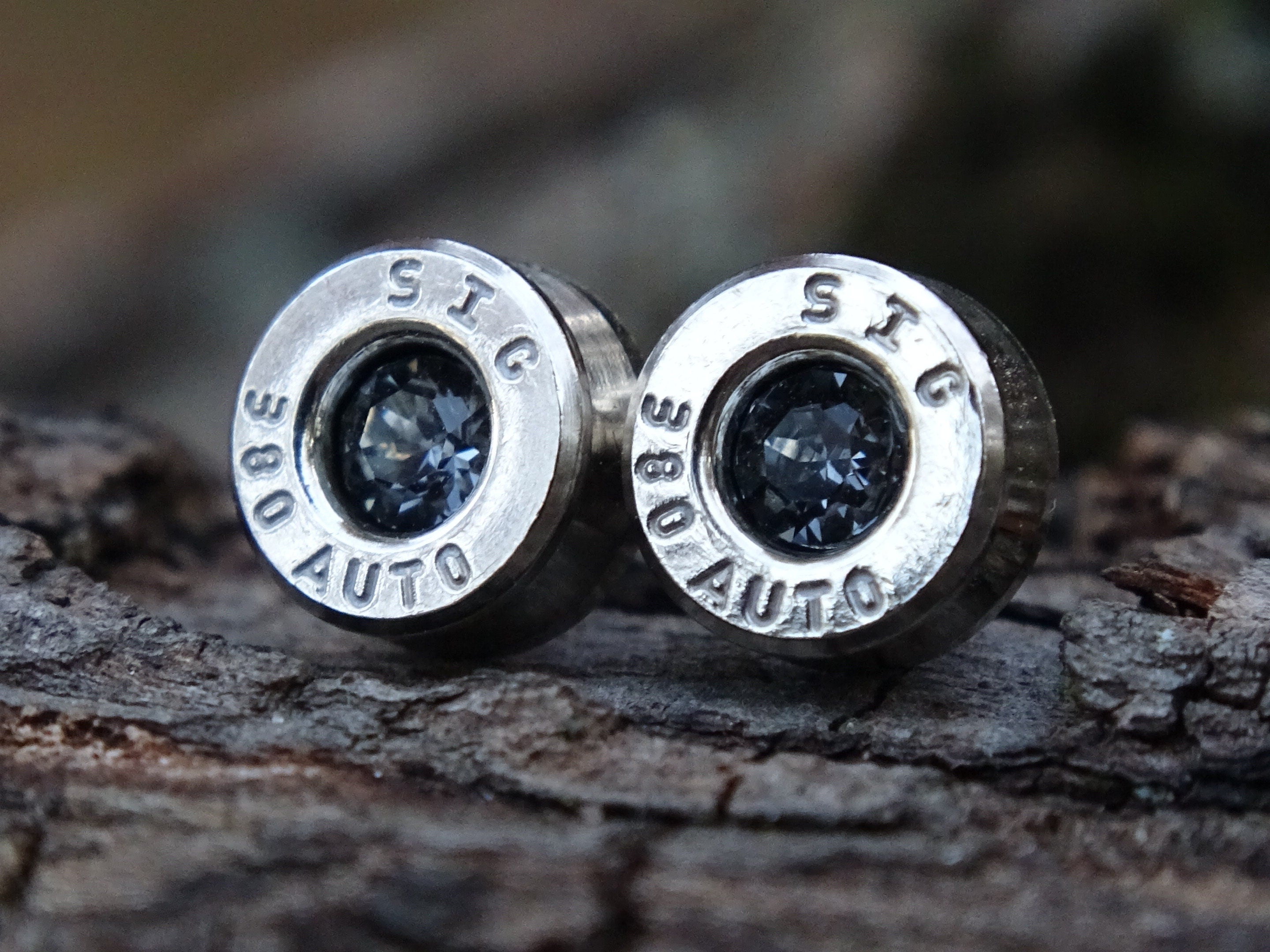 Bullet earring 380 auto Silver night (etsy image id: 4309117740)