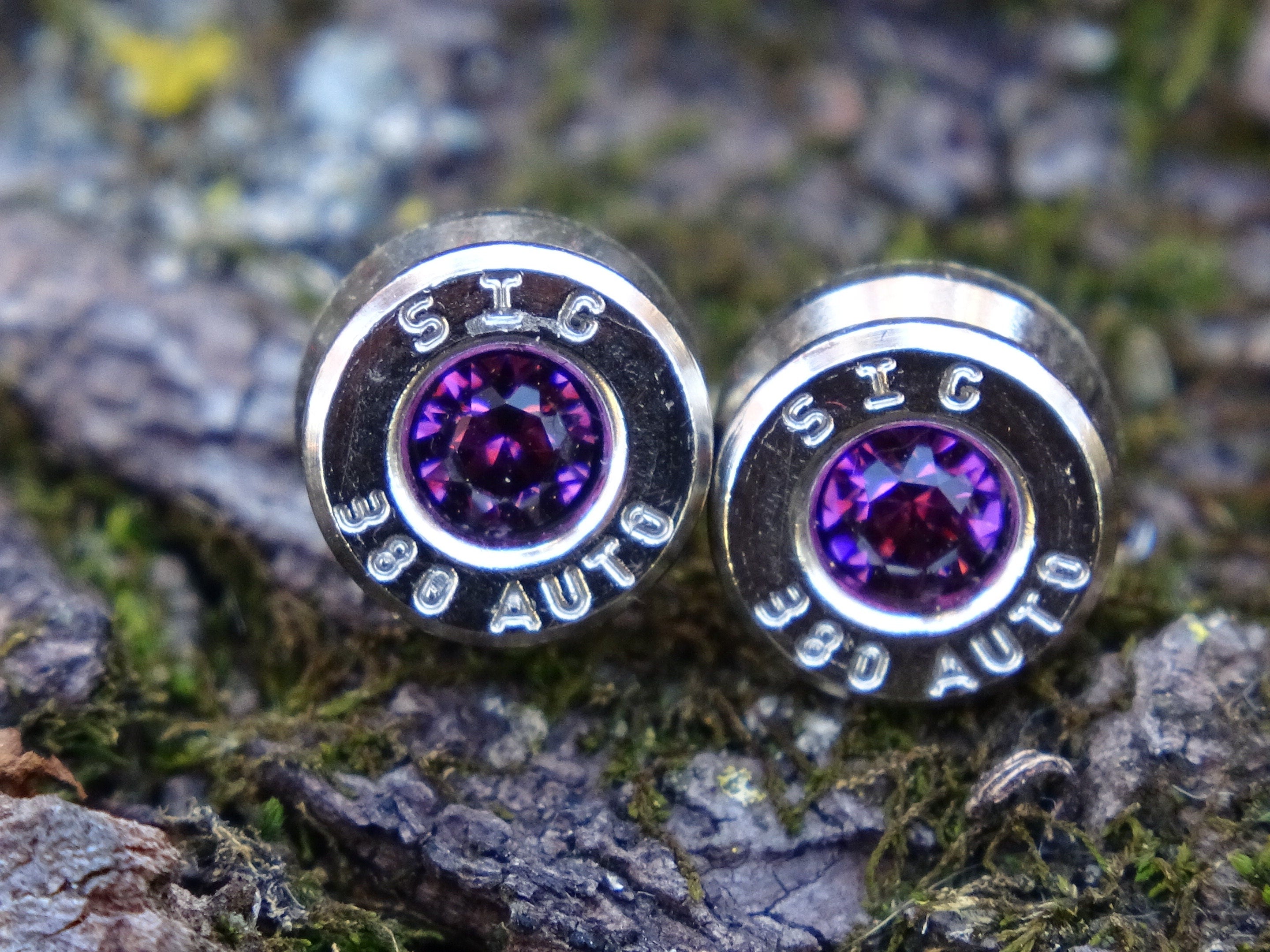 Bullet earring 380 auto Amethyst (etsy image id: 4354682899)