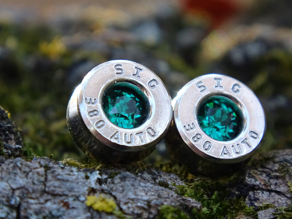 Bullet earring 380 auto Emerald (etsy image id: 4354691611)