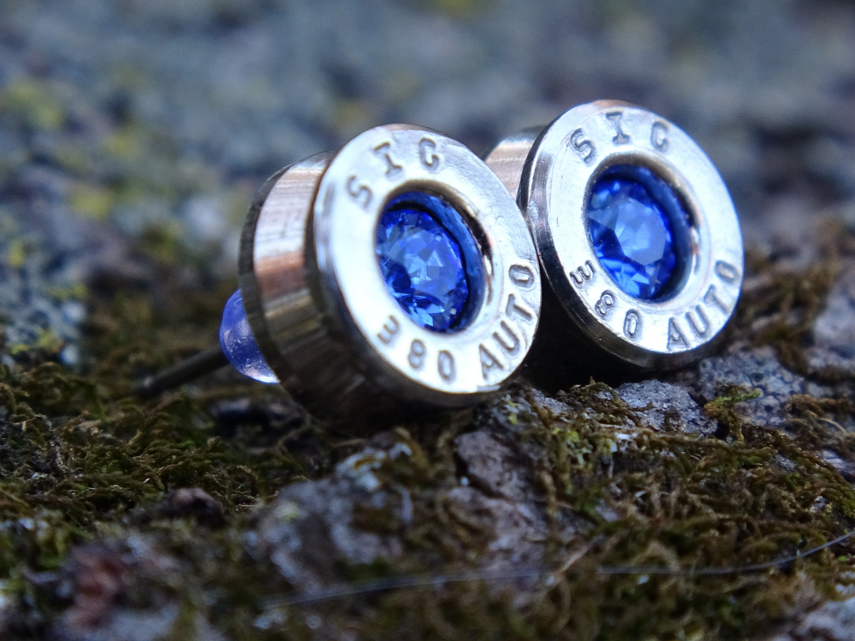Bullet earring 380 auto Sapphire (etsy image id: 4354732557)