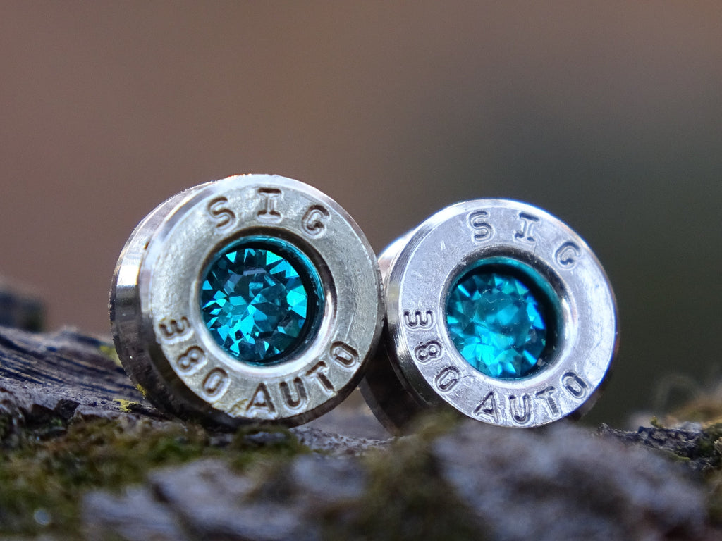 Bullet earring 380 auto Blue Zircon (etsy image id: 4354762663)