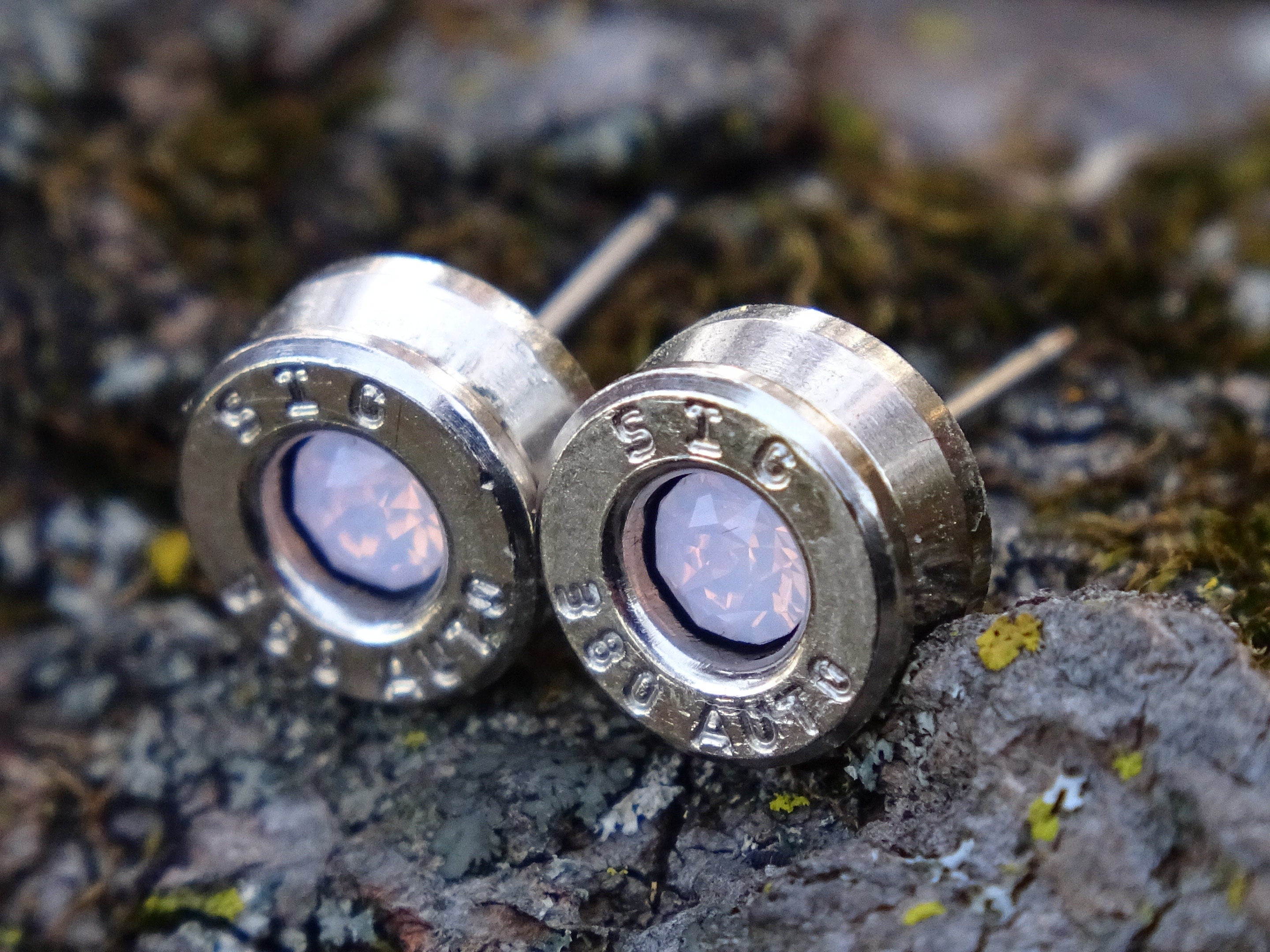 Bullet earring 380 auto Pink Opal (etsy image id: 4356473791)