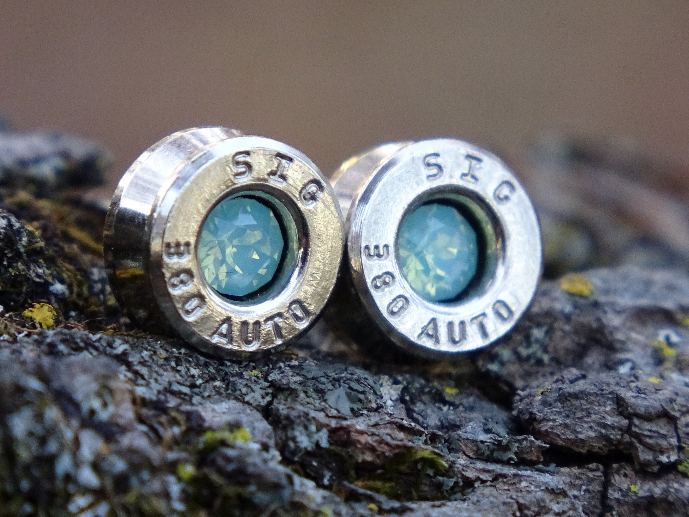 Bullet earring 380 auto Green Opal (etsy image id: 4356478755)