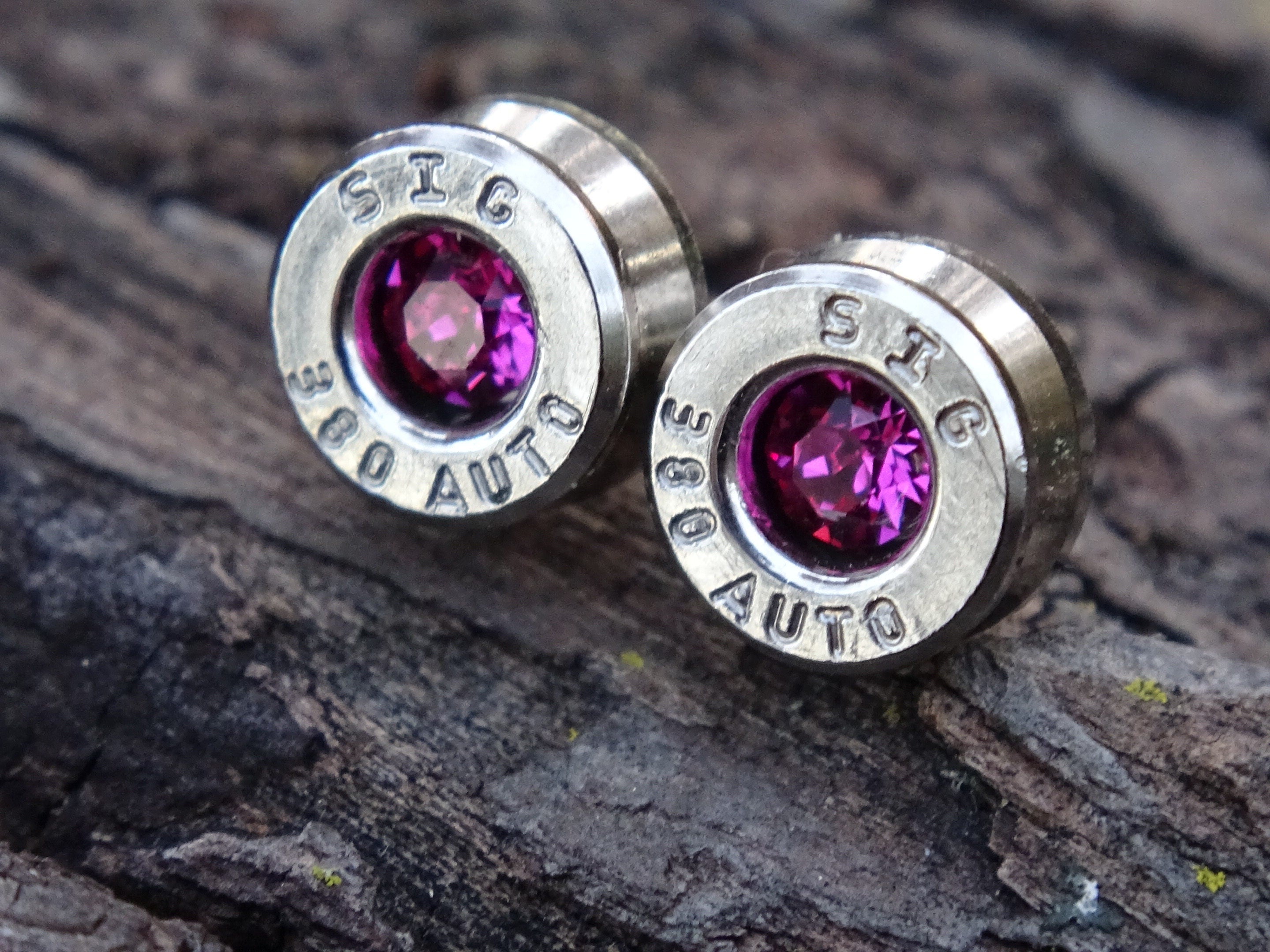 Bullet earring 380 auto Fuschia (etsy image id: 4356502053)