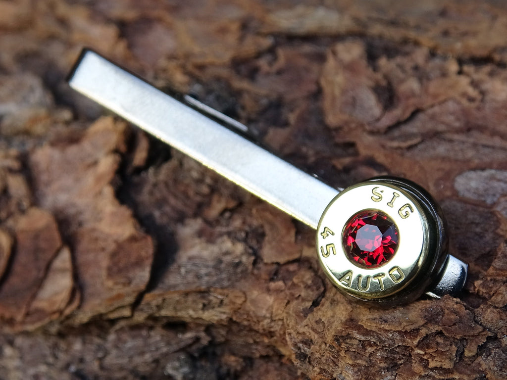 Bullet Tie clip two tone 45 ACP Garnet (etsy image id: 4509931206)