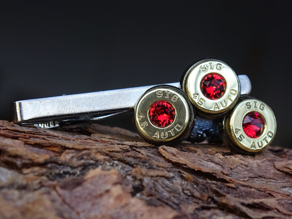 Bullet cufflinks/Tie clip two tone 45 ACP Garnet (etsy image id: 4509992700)