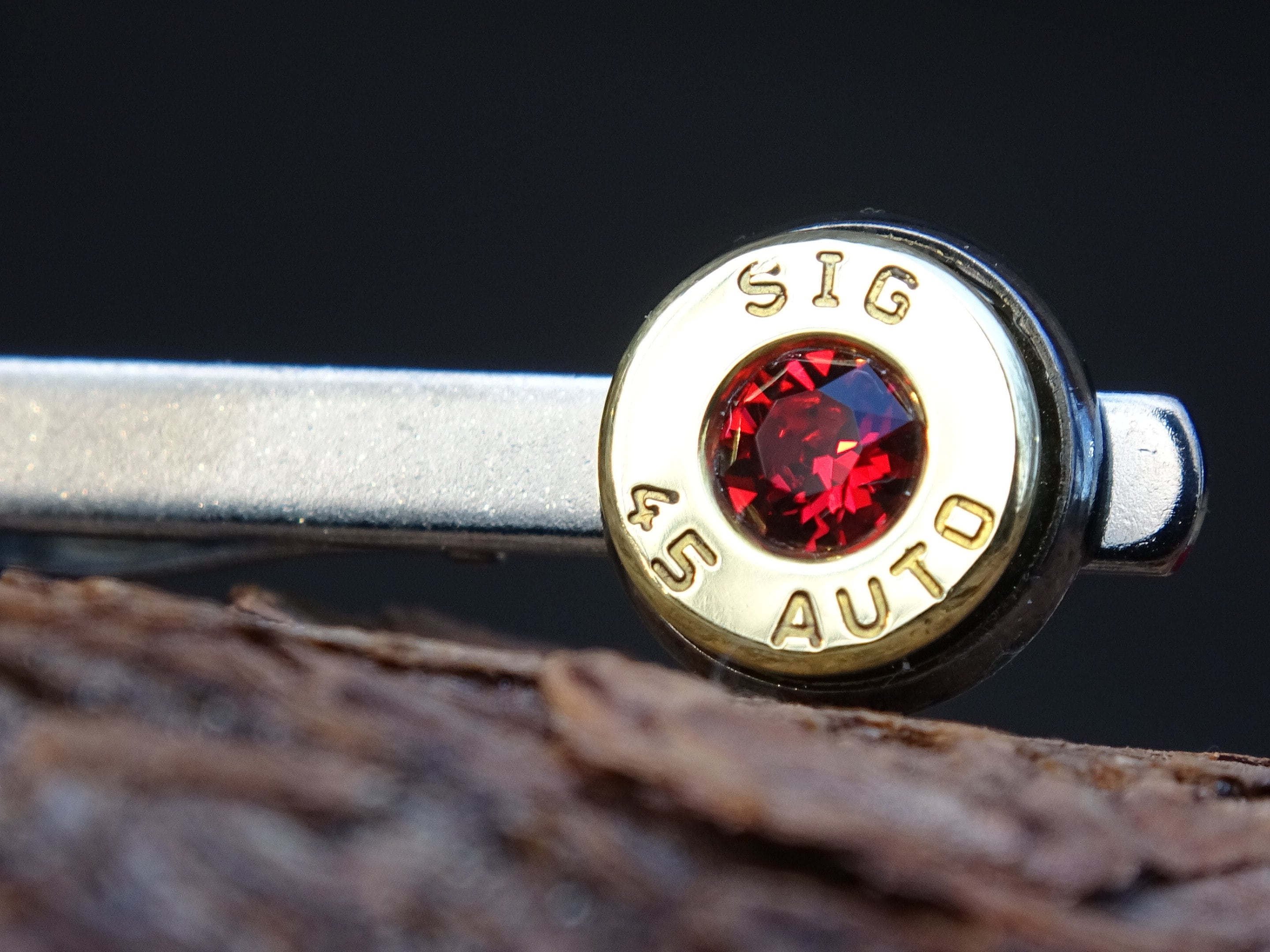 Bullet cufflinks/Tie clip two tone 45 ACP Garnet (etsy image id: 4509992996)
