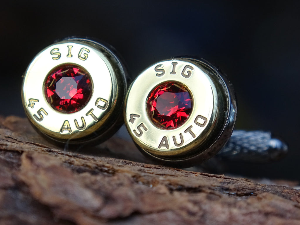 Bullet cufflinks two tone 45 ACP Garnet (etsy image id: 4510006104)