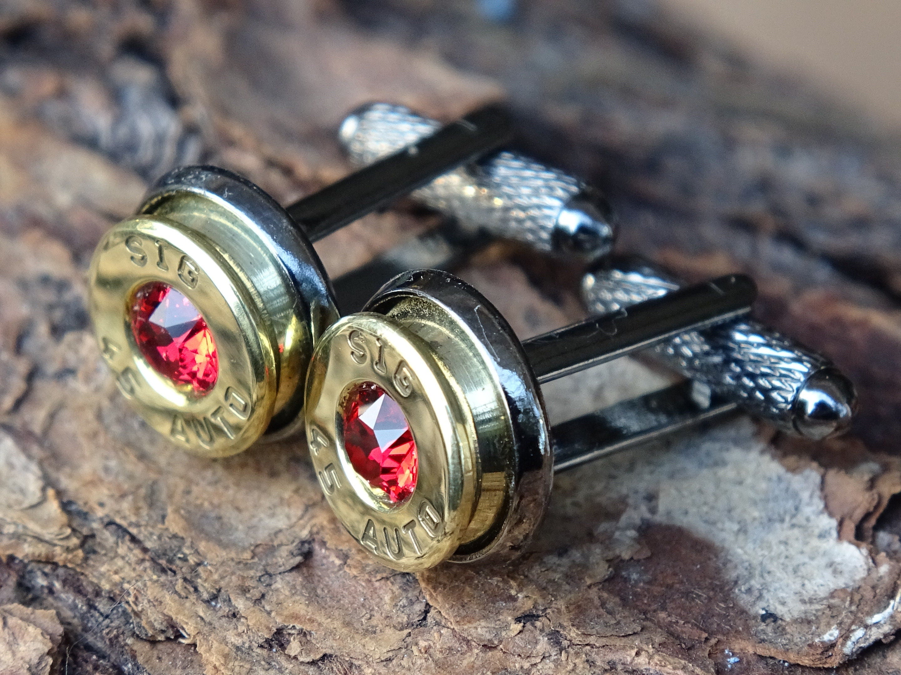 Bullet cufflinks two tone 45 ACP Garnet (etsy image id: 4510006380)