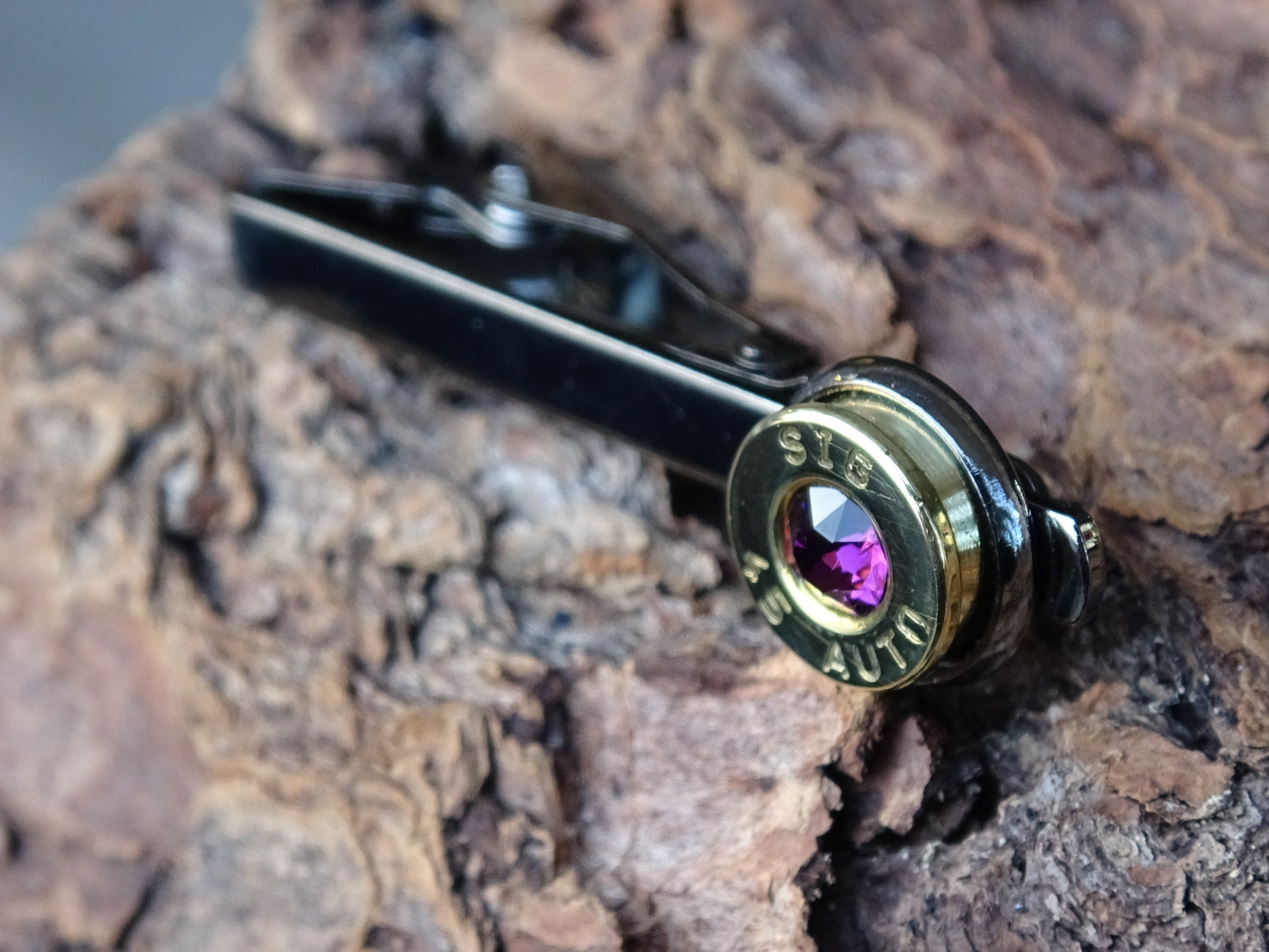 Bullet Tie clip two tone 45 ACP Amethyst (etsy image id: 4510011954)
