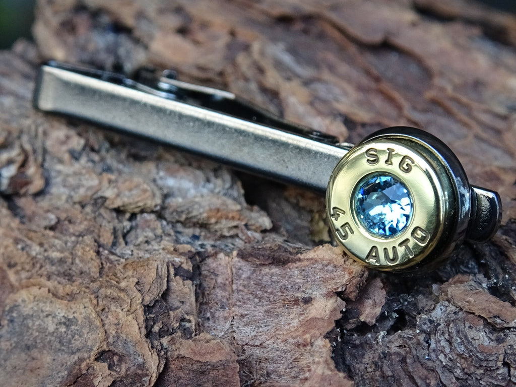 Bullet Tie clip two tone 45 ACP Aquamarine (etsy image id: 4510270036)
