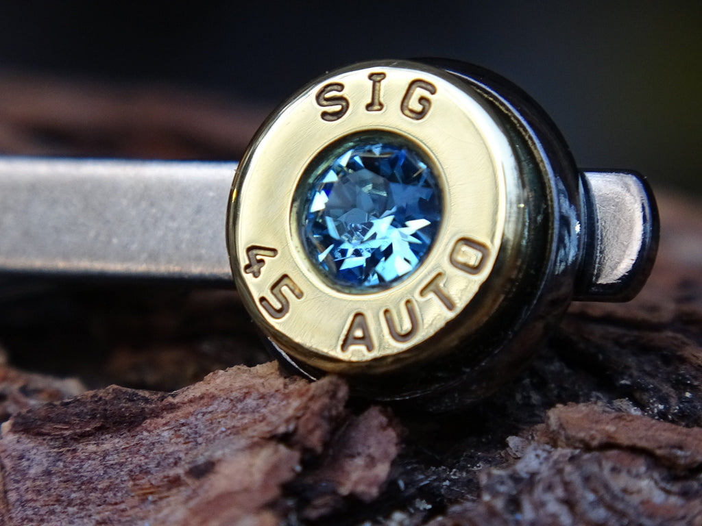 Bullet Tie clip two tone 45 ACP Aquamarine (etsy image id: 4510270462)
