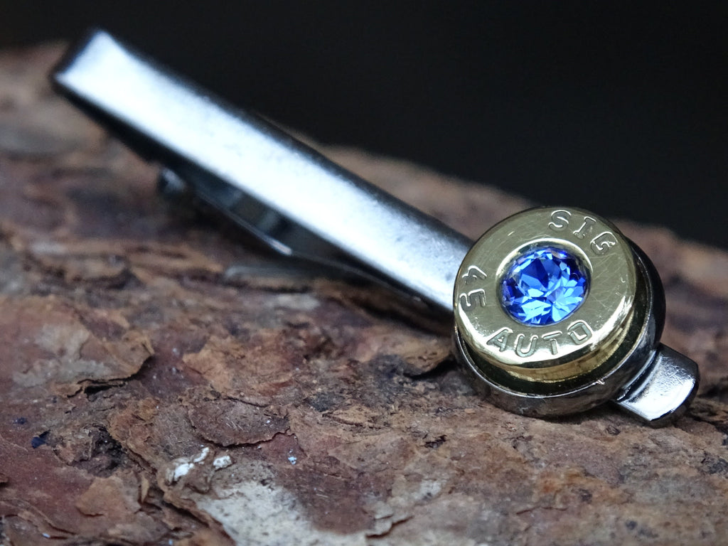 Bullet Tie clip two tone 45 ACP Sapphire (etsy image id: 4513779678)