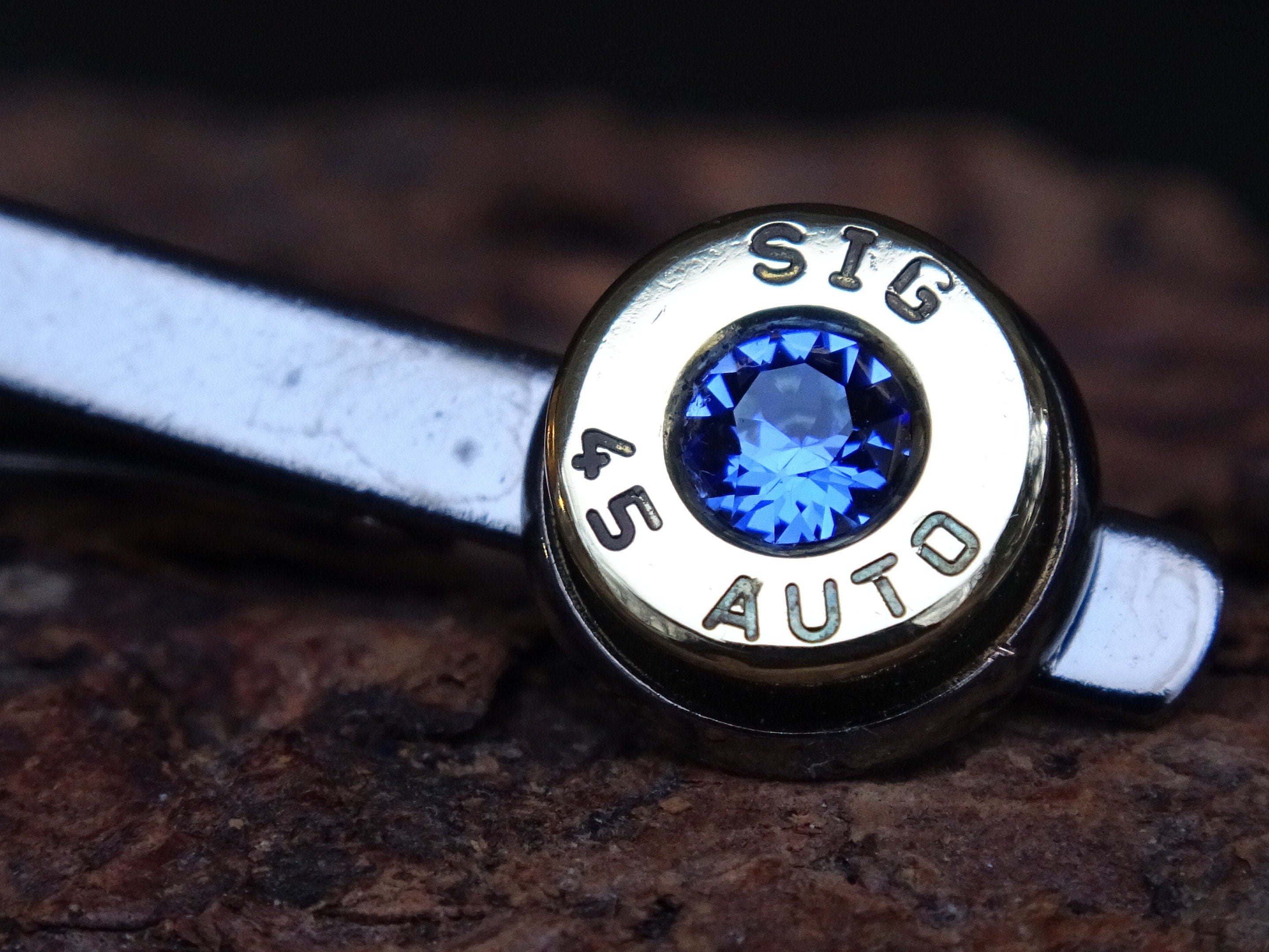Bullet Tie clip two tone 45 ACP Sapphire (etsy image id: 4513779780)