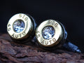 Bullet cufflinks two tone 45 ACP CZ Clear (etsy image id: 4557665185)