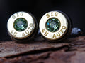 Bullet cufflinks two tone 45 ACP Peridot (etsy image id: 4561120101)