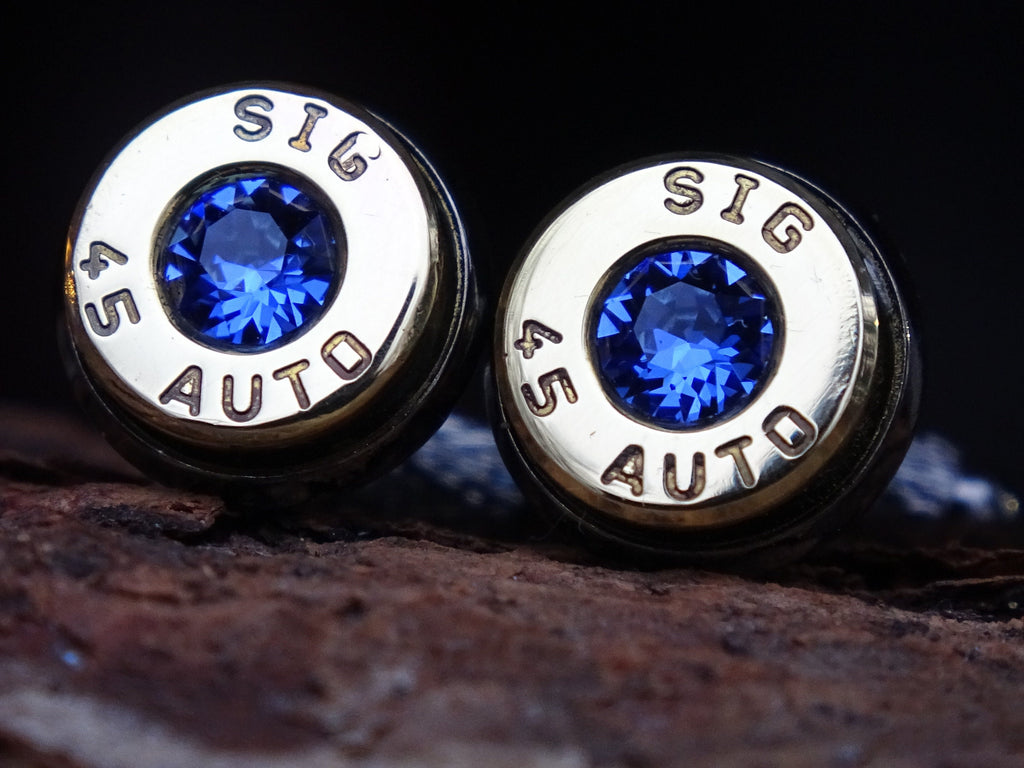 Bullet cufflinks two tone 45 ACP Sapphire (etsy image id: 4561151231)