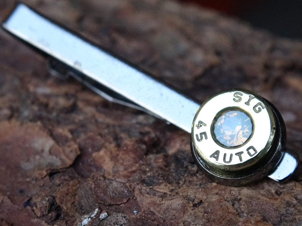 Bullet cufflinks/Tie clip two tone 45 ACP Opal (etsy image id: 4561160905)