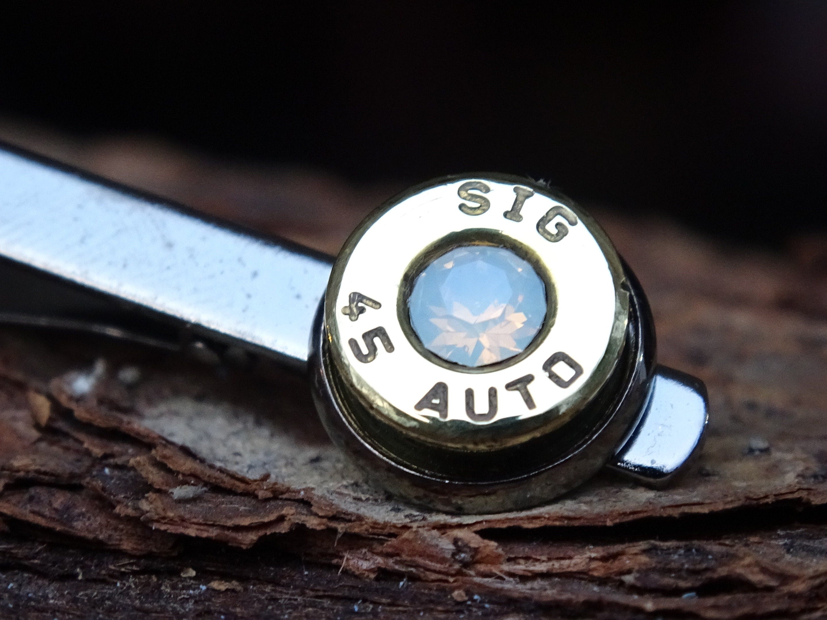 Bullet cufflinks/Tie clip two tone 45 ACP Opal (etsy image id: 4561161113)