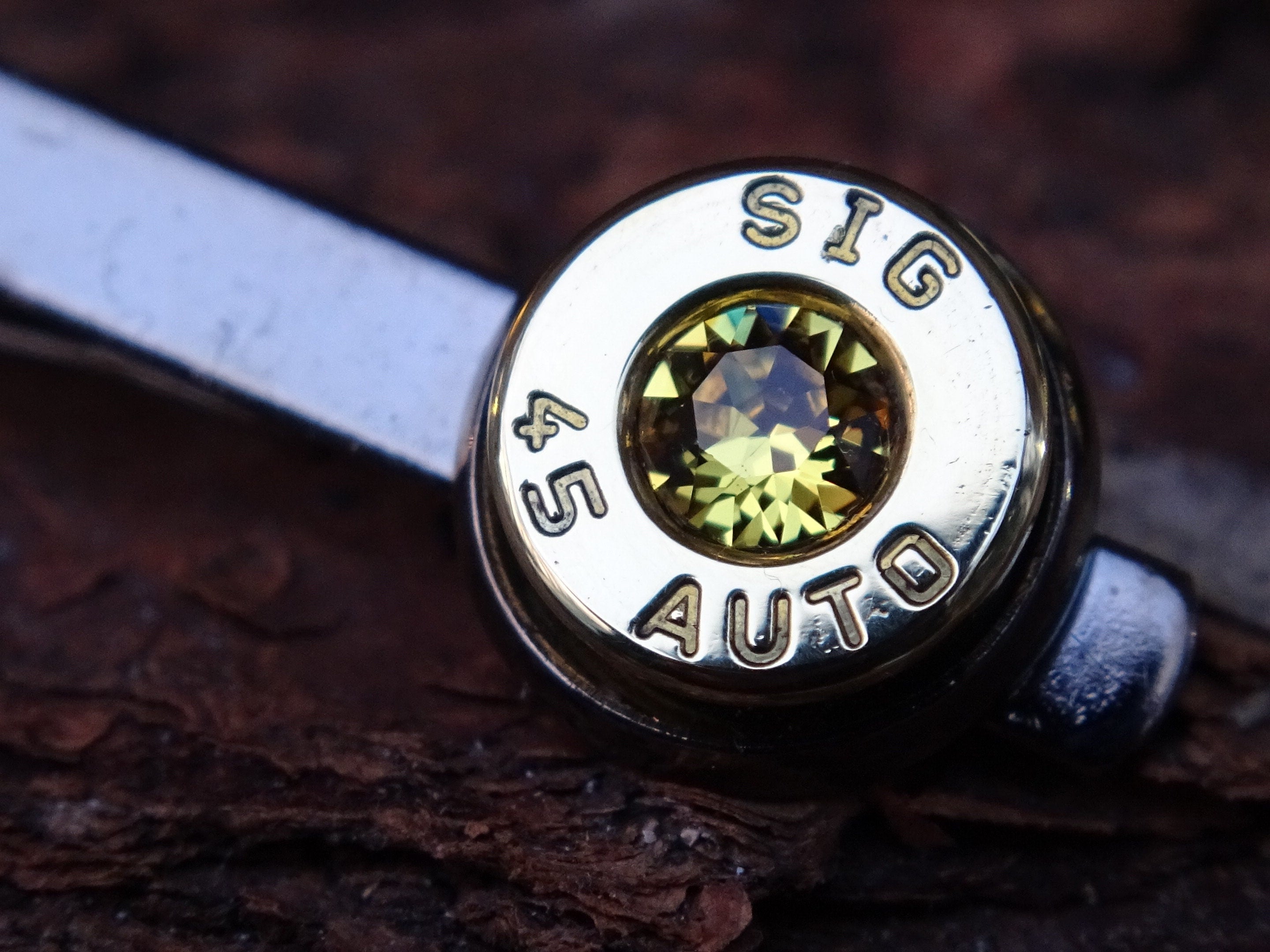 Bullet cufflinks/Tie clip two tone 45 ACP Citrine (etsy image id: 4561182179)