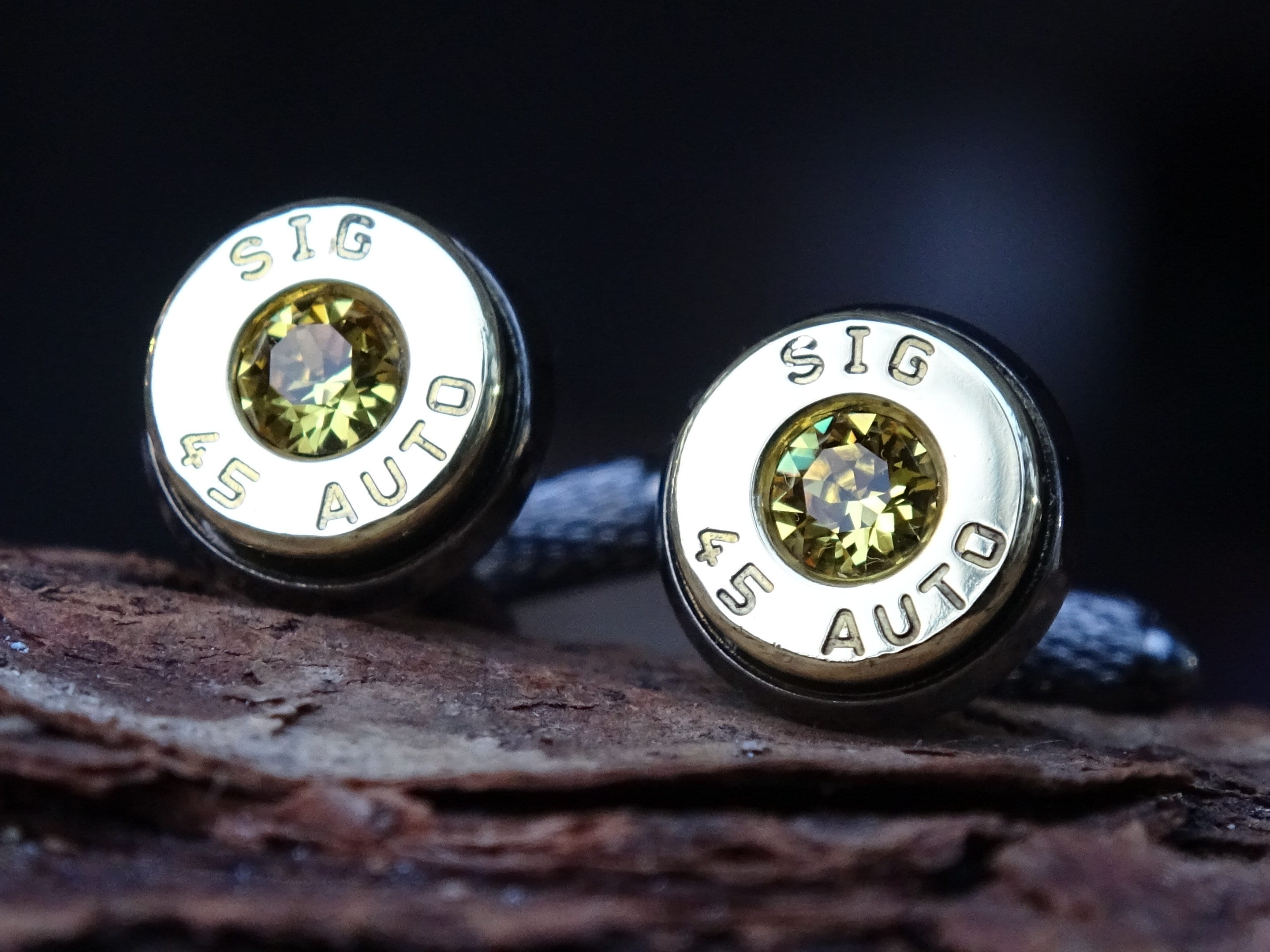 Bullet cufflinks/Tie clip two tone 45 ACP Citrine (etsy image id: 4561182345)