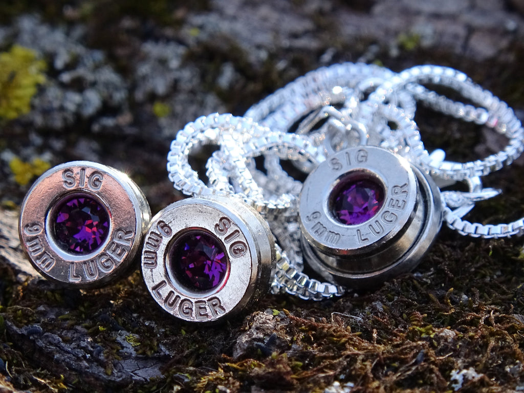 Bullet Necklace pendant & earring set 9mm Amethyst (etsy image id: 4848847986)