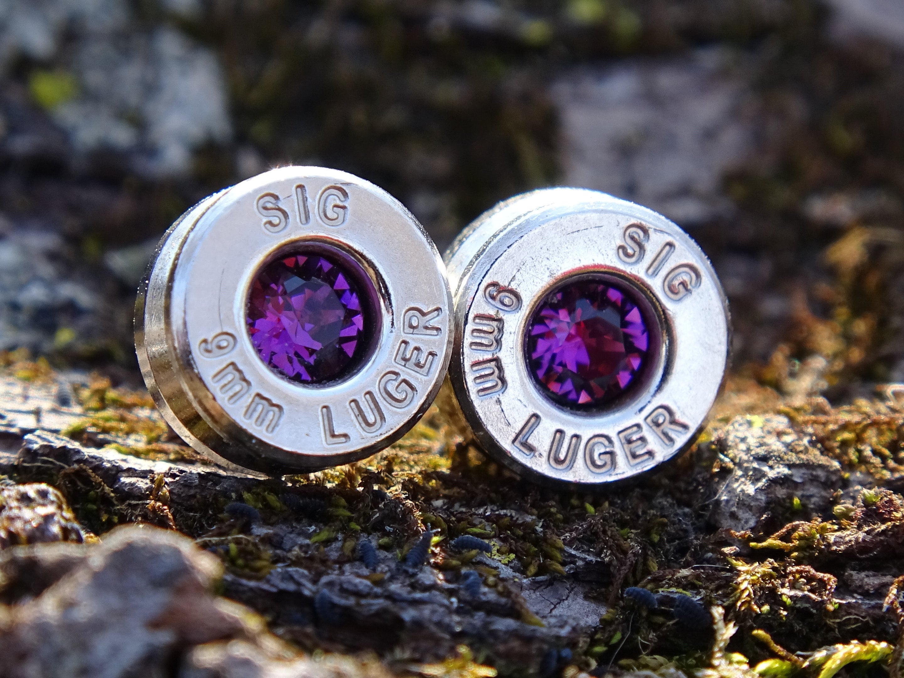 Bullet Necklace pendant & earring set 9mm Amethyst (etsy image id: 4848848392)