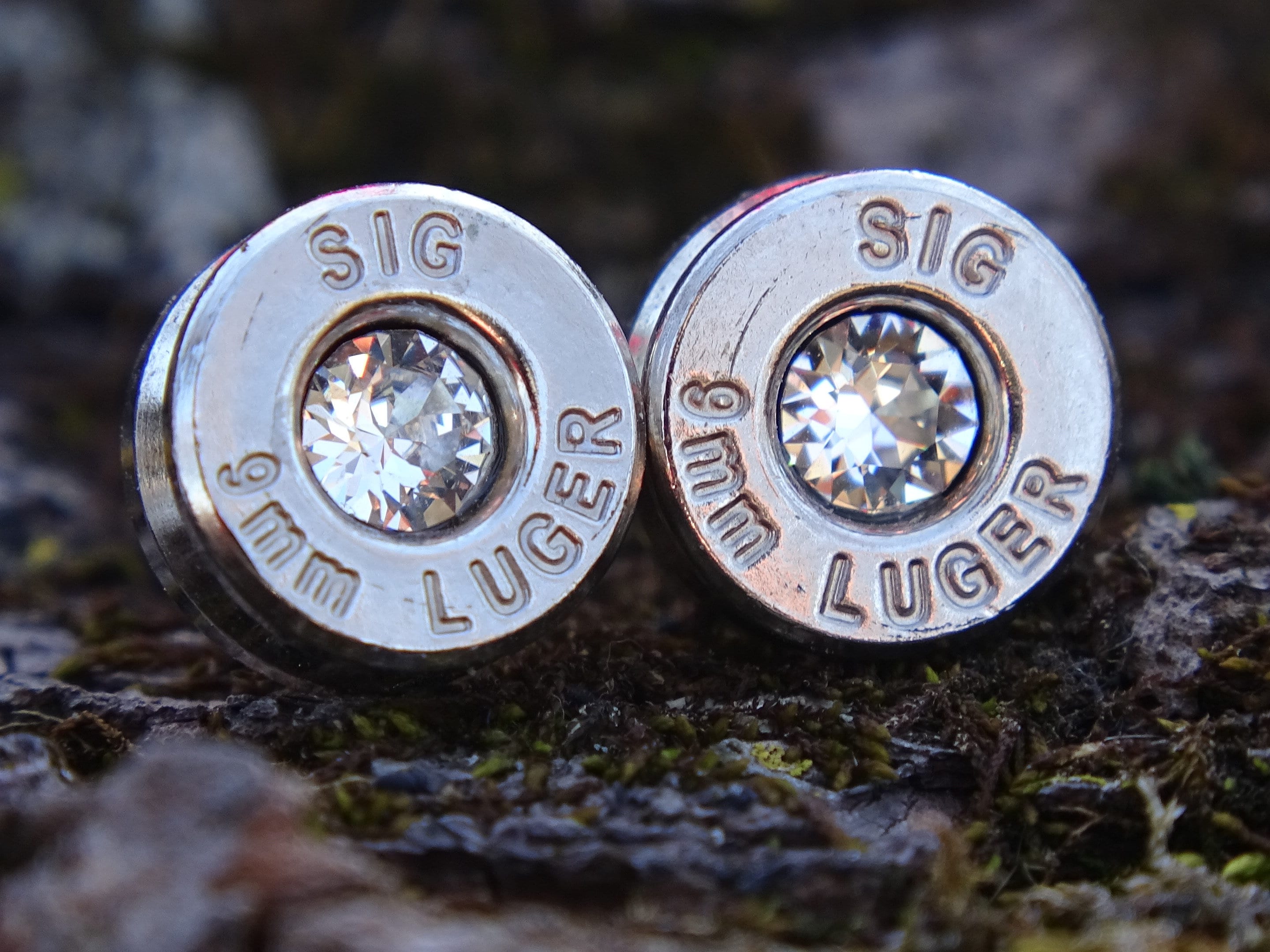 Bullet Necklace pendant & earring set 9mm clear cz (etsy image id: 4848868314)