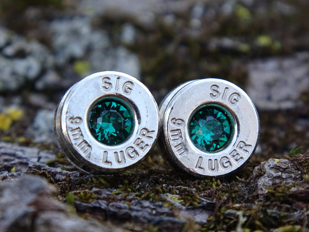 Bullet Necklace pendant & earring set 9mm emerald (etsy image id: 4850591112)