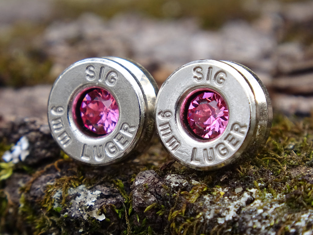 Bullet earrings 9mm pink tourmaline (etsy image id: 4850906442)