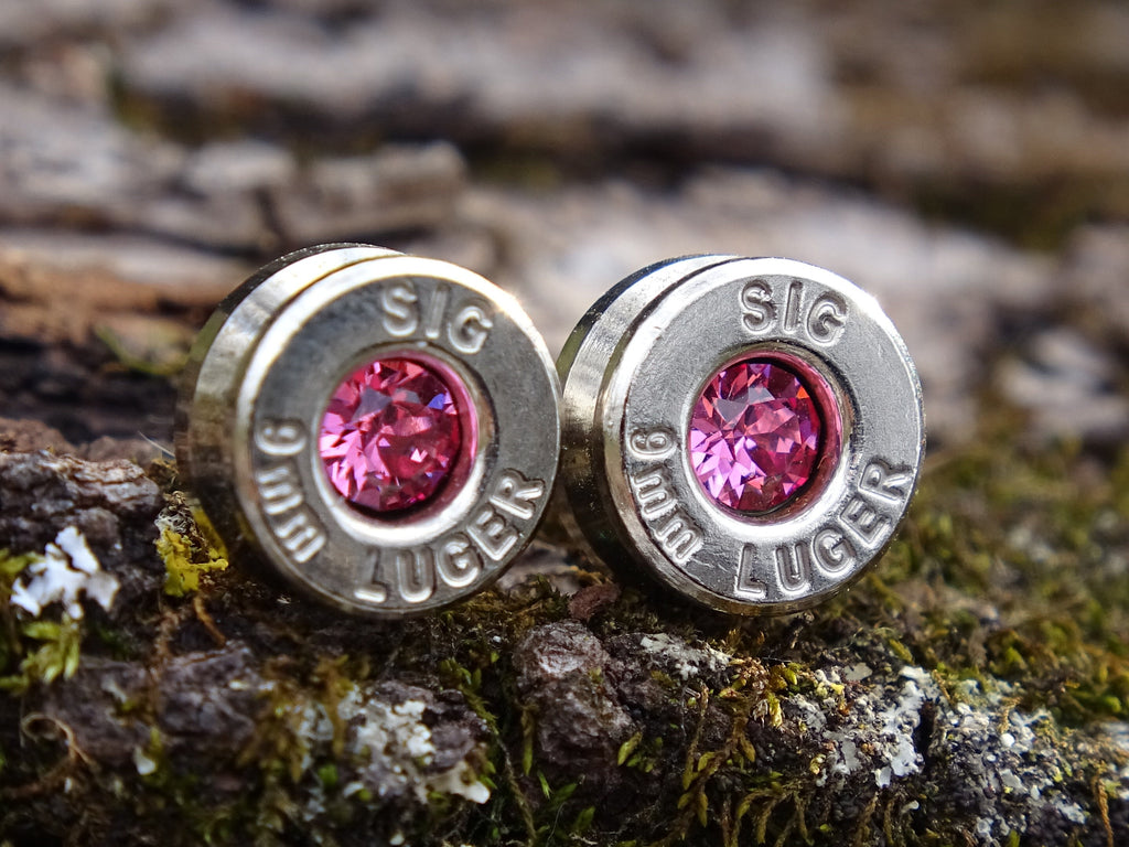 Bullet earrings 9mm pink tourmaline (etsy image id: 4850906882)