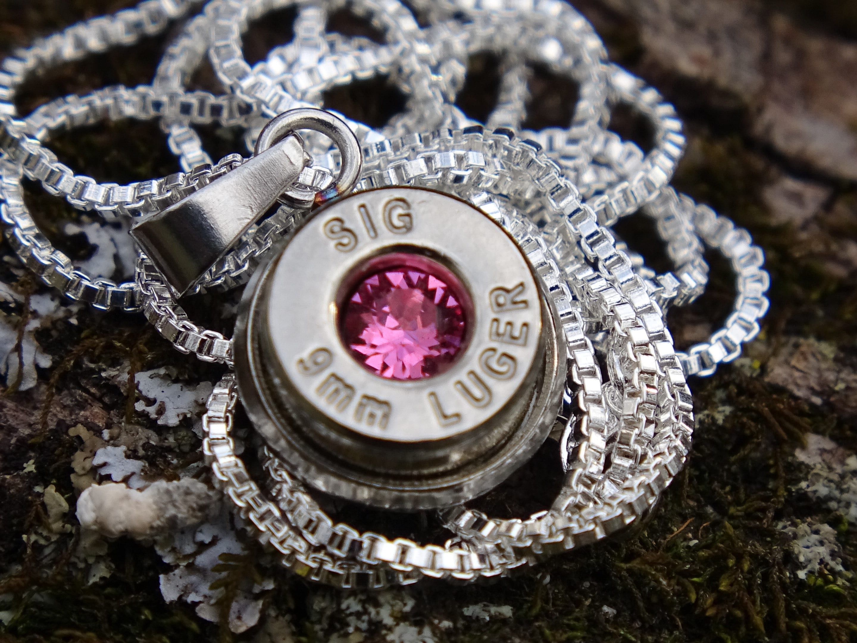 Bullet Necklace pendant 9mm pink tourmaline (etsy image id: 4850912444)