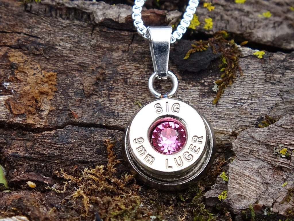 Bullet Necklace pendant 9mm pink tourmaline (etsy image id: 4850913152)