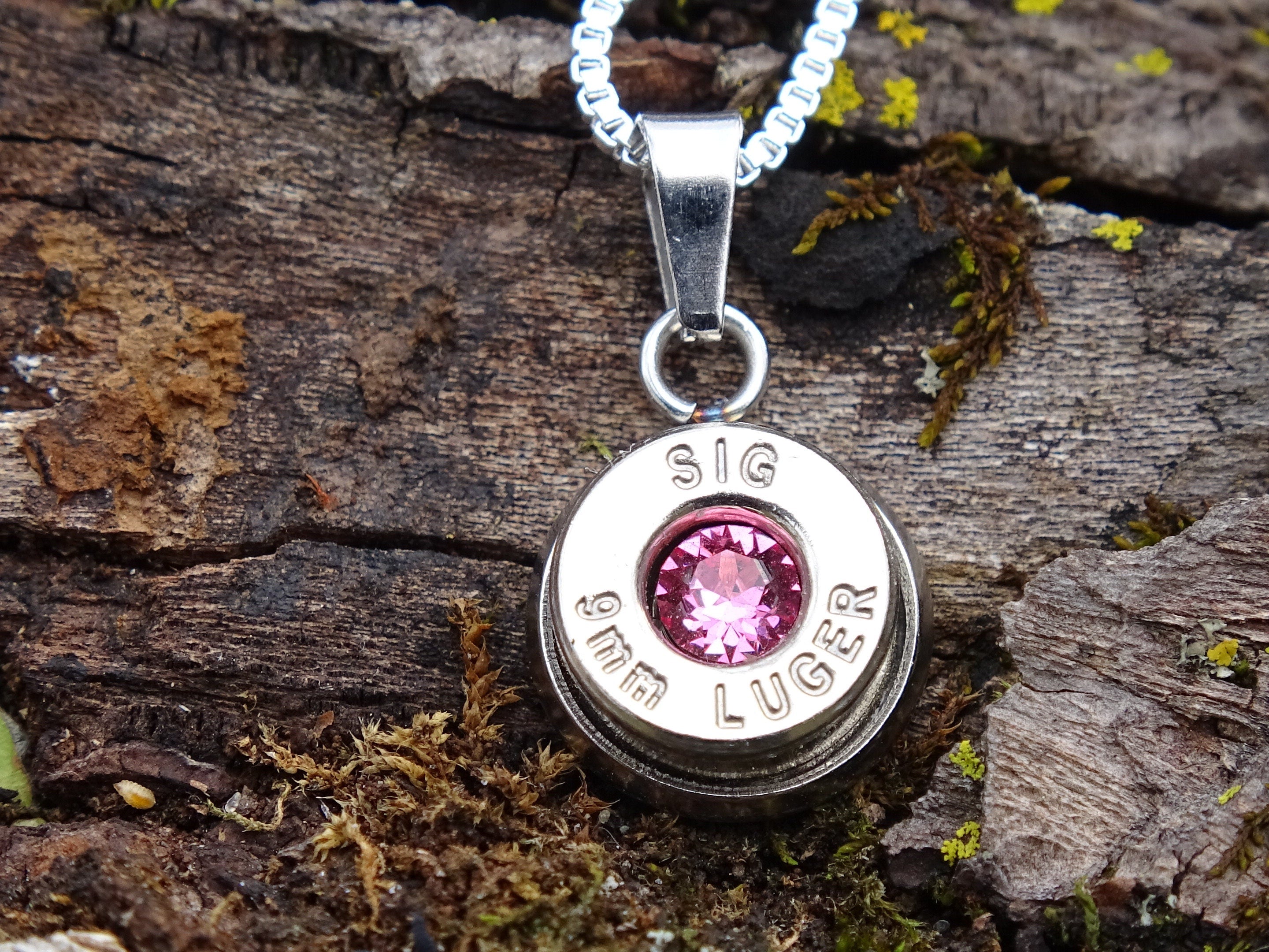 Bullet Necklace pendant 9mm pink tourmaline (etsy image id: 4850913152)