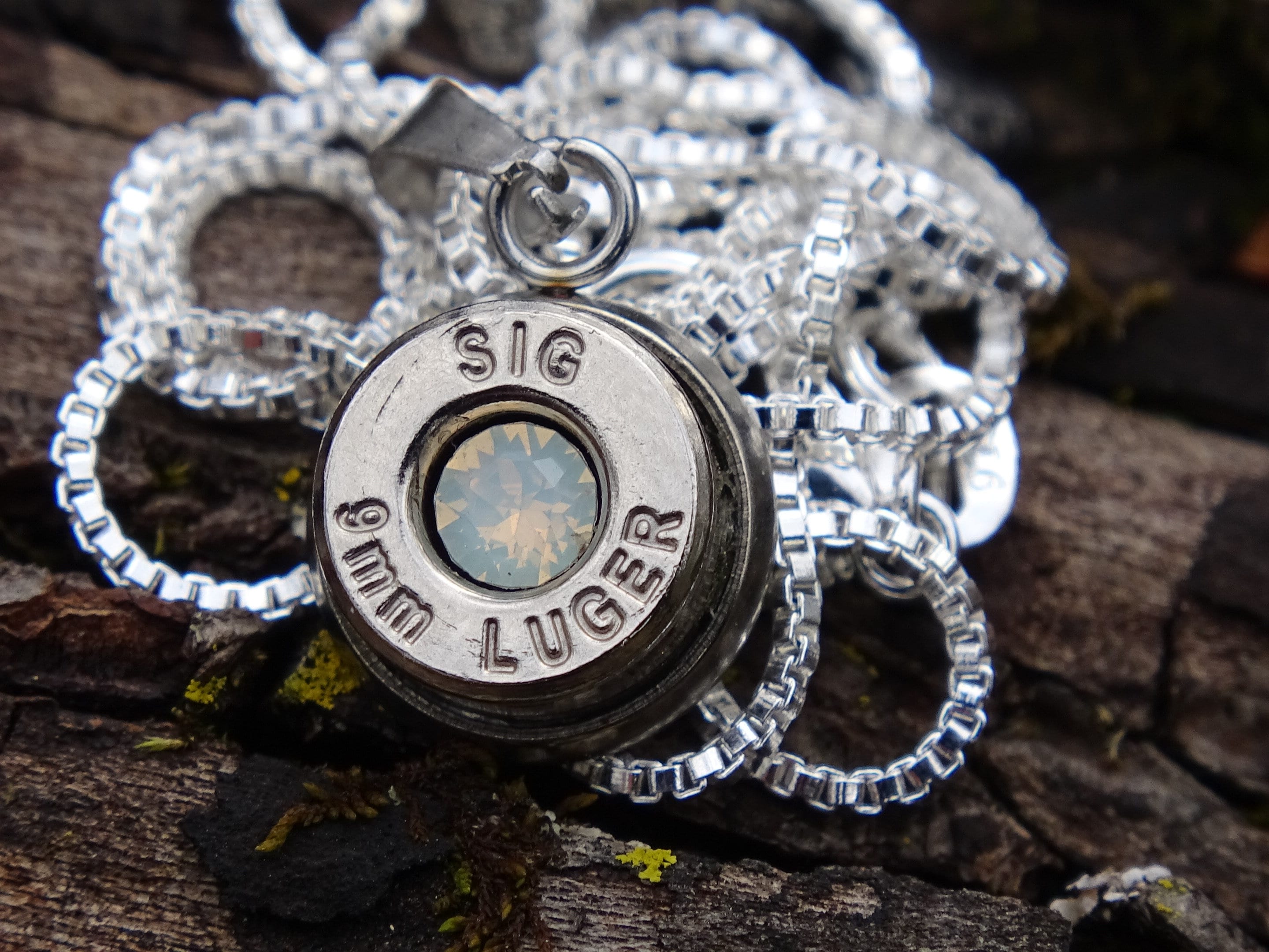 Bullet Necklace pendant 9mm opal (etsy image id: 4850929634)