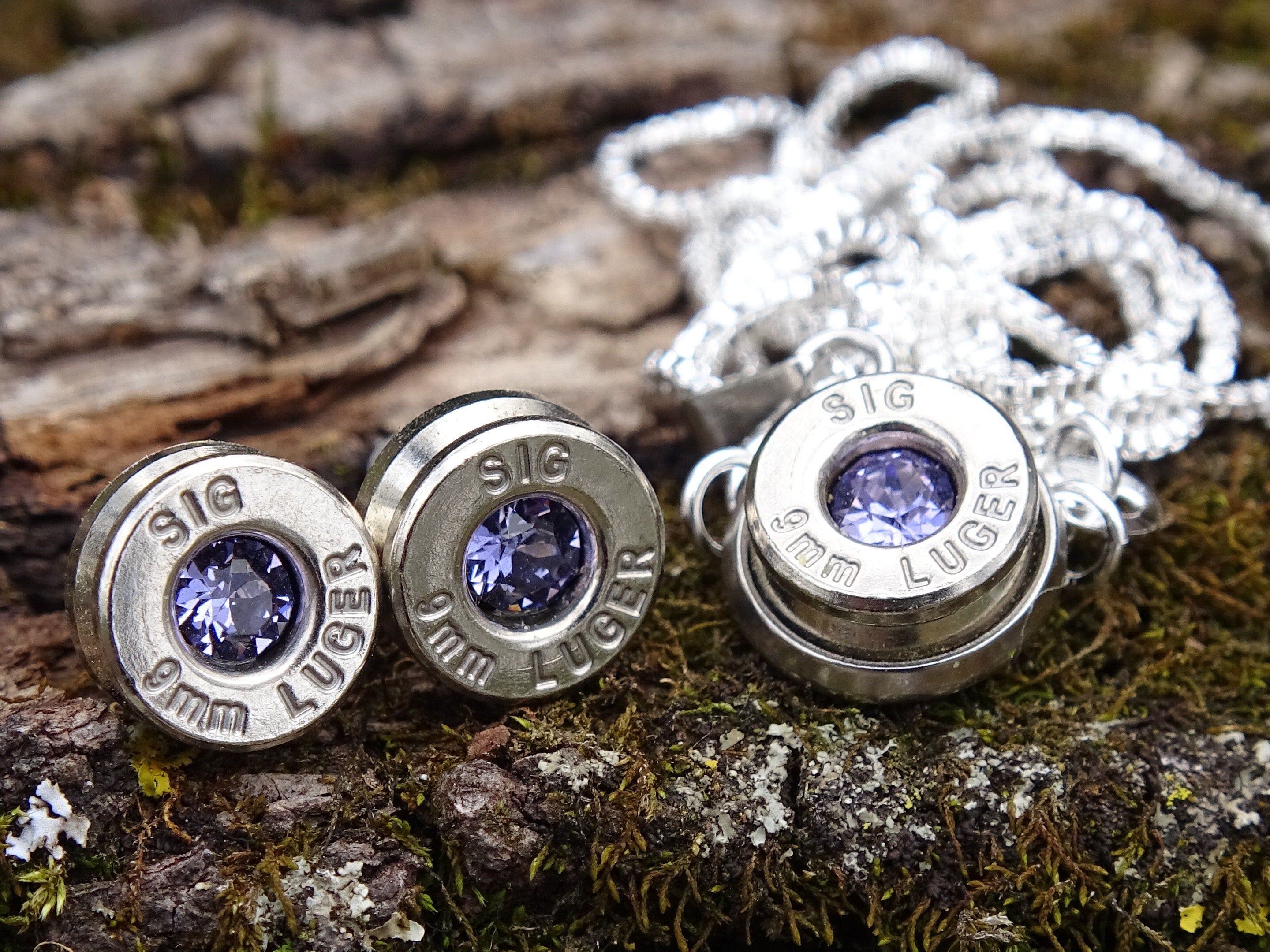 Bullet Necklace pendant & earring set 9mm tanzanite (etsy image id: 4850985098)