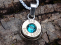 Bullet Necklace pendant 9mm Blue zircon (etsy image id: 4850994396)
