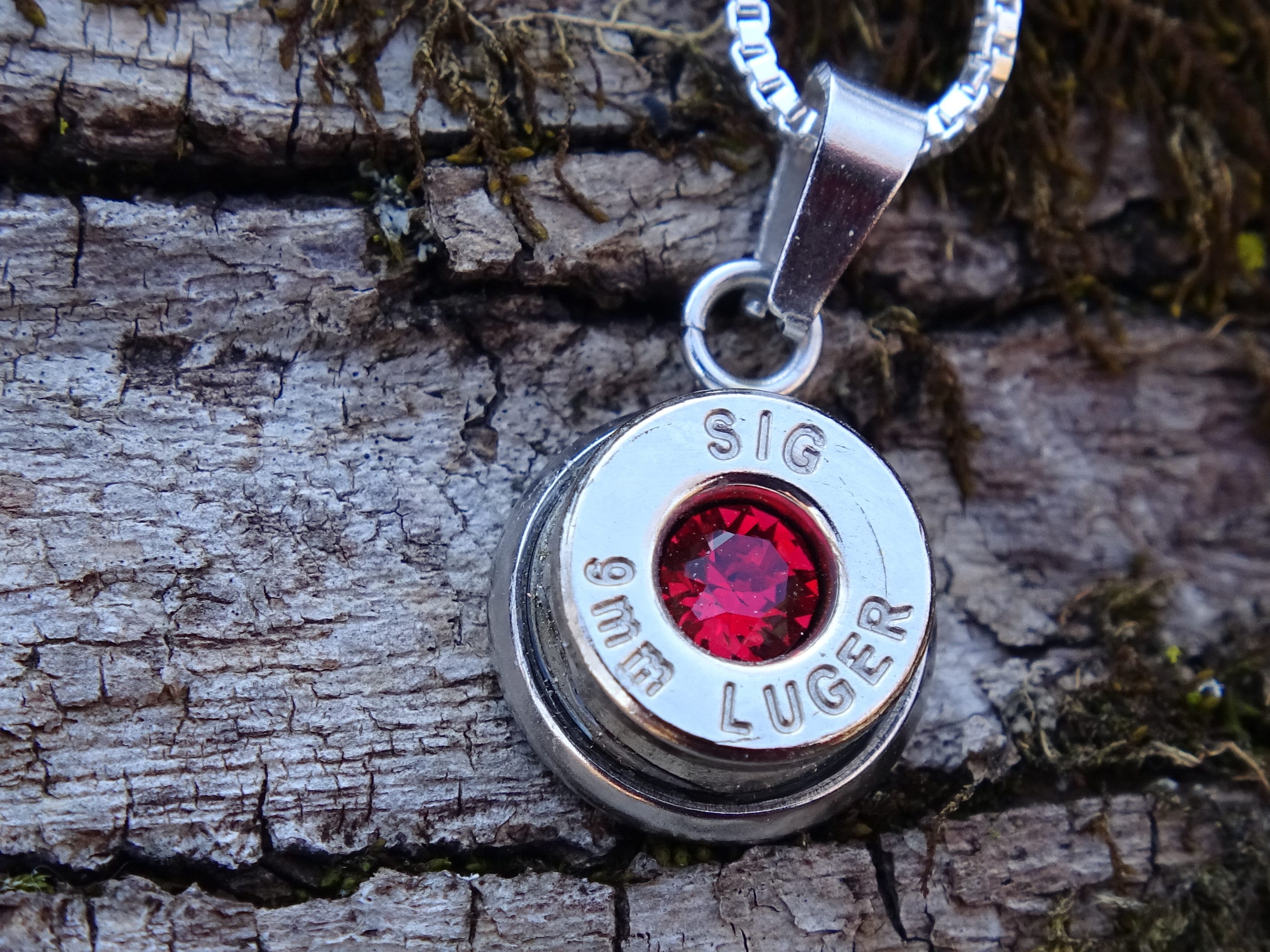 Bullet Necklace pendant & earring set 9mm Garnet (etsy image id: 4897083757)