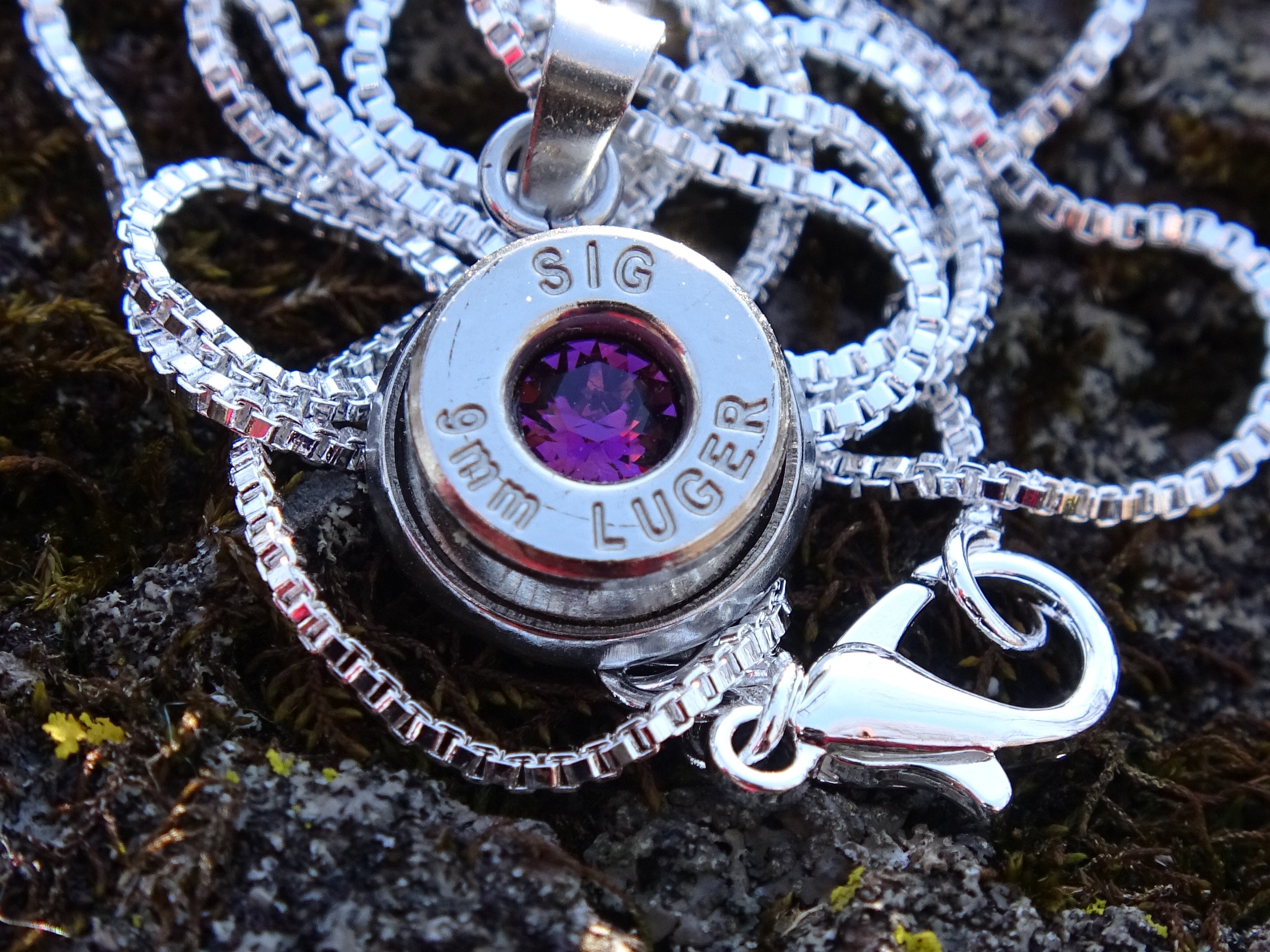Bullet Necklace pendant 9mm Amethyst (etsy image id: 4897104009)