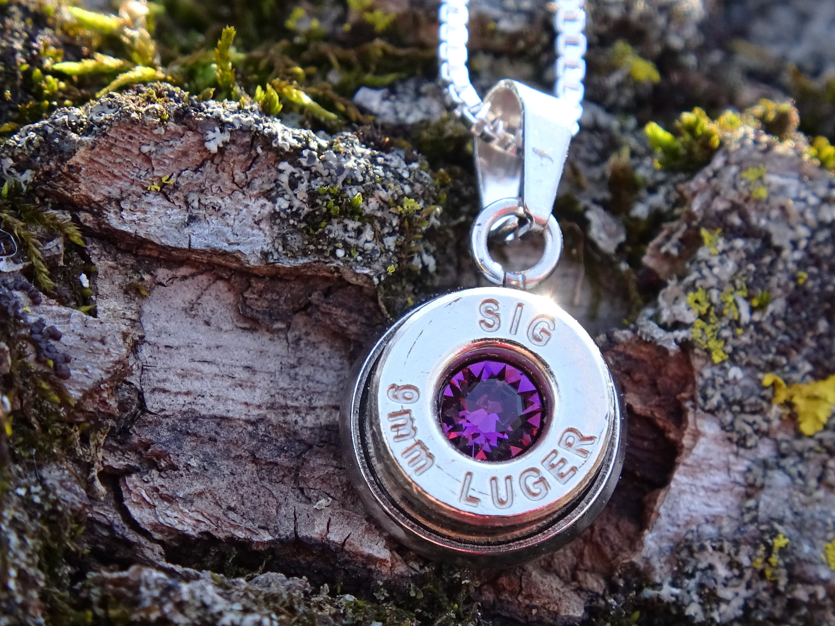 Bullet Necklace pendant & earring set 9mm Amethyst (etsy image id: 4897108471)