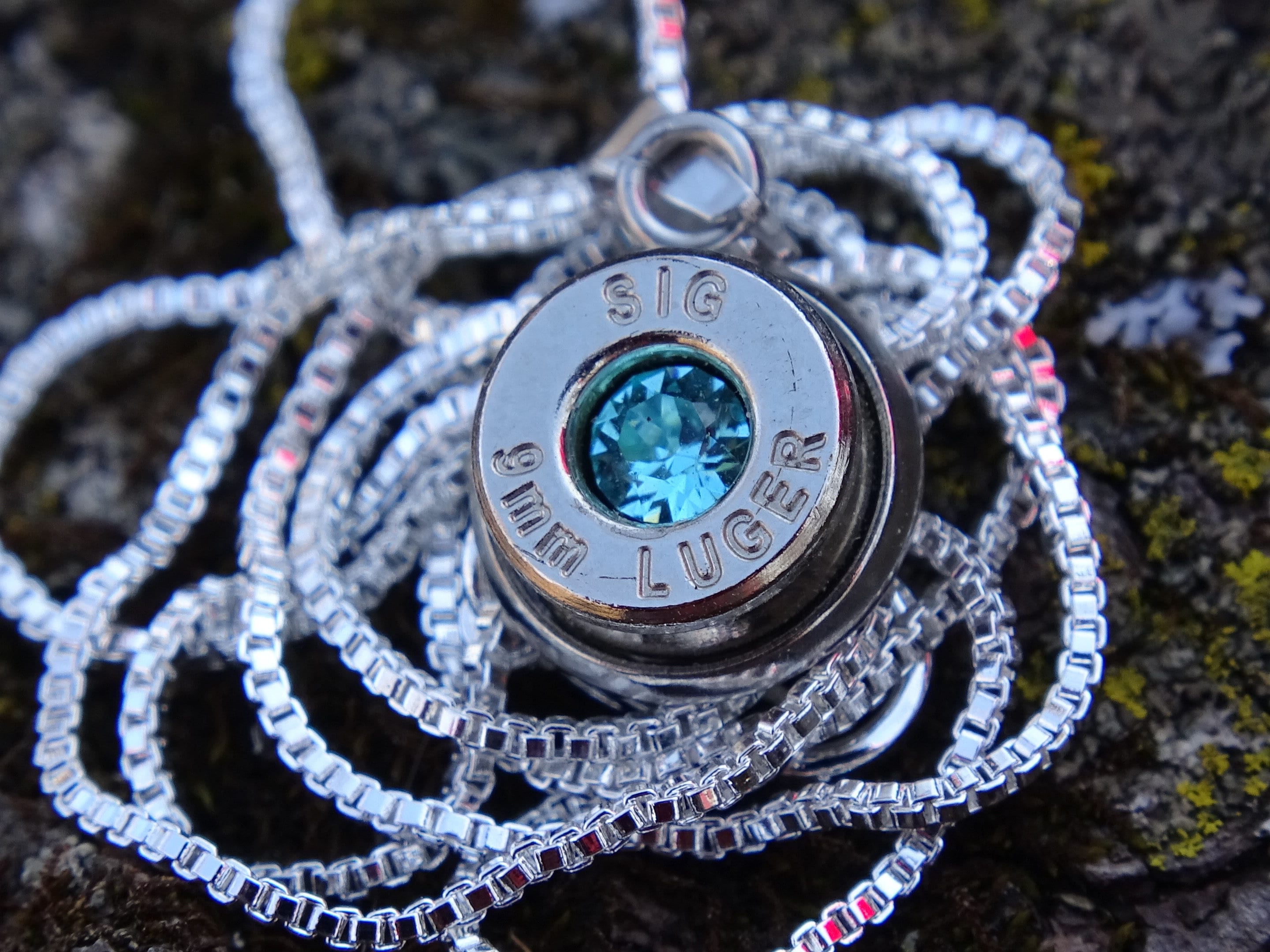 Bullet Necklace pendant 9mm Aquamarine (etsy image id: 4897115027)
