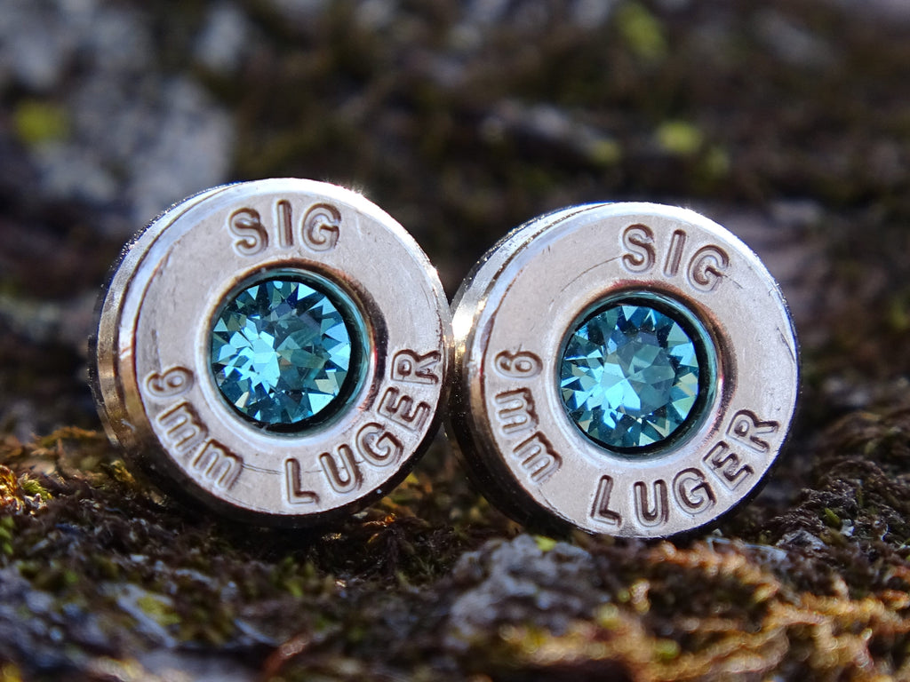 Bullet Necklace pendant & earring set 9mm Aquamarine (etsy image id: 4897118187)
