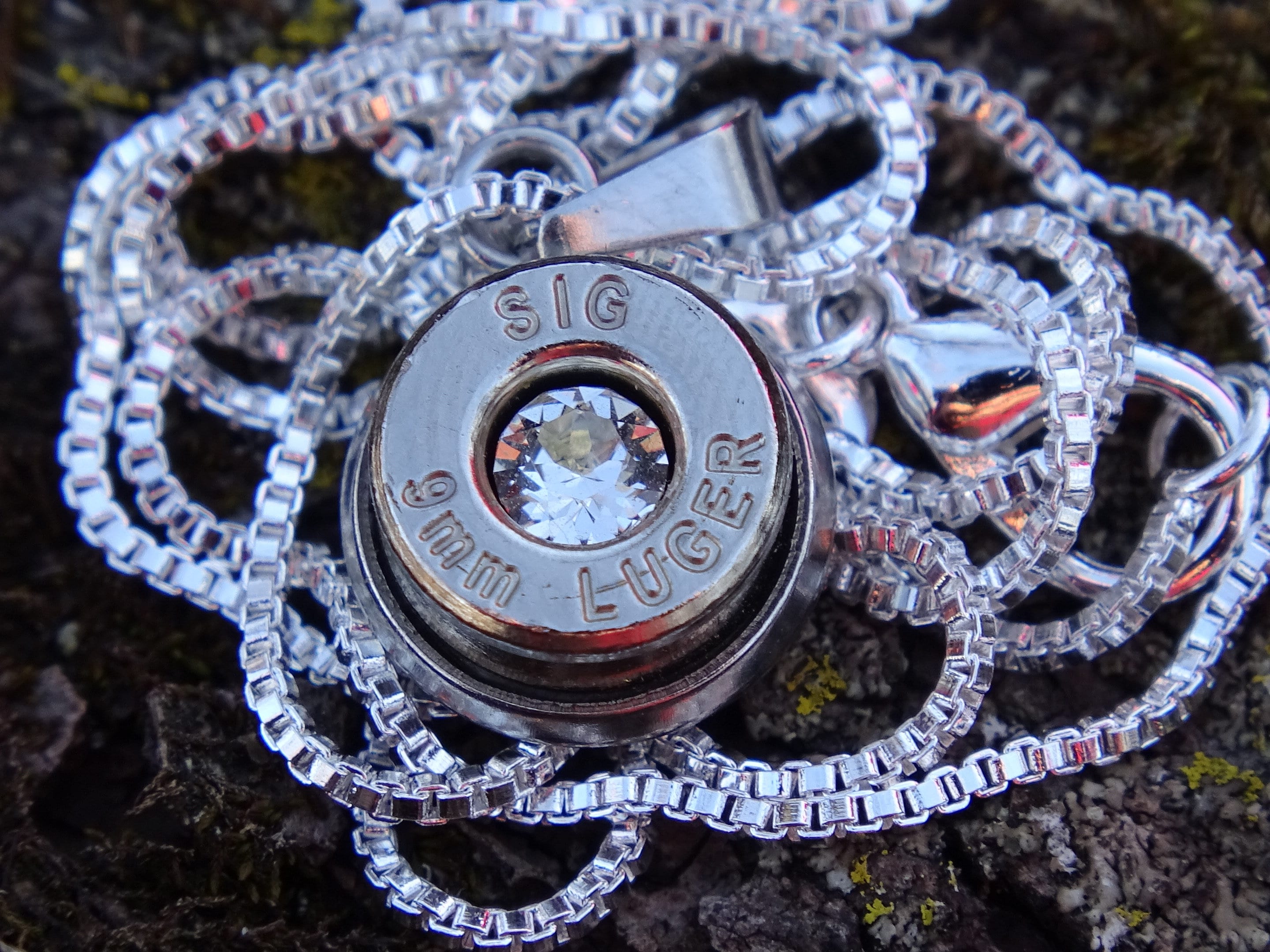 Bullet Necklace pendant 9mm clear cz (etsy image id: 4897130467)