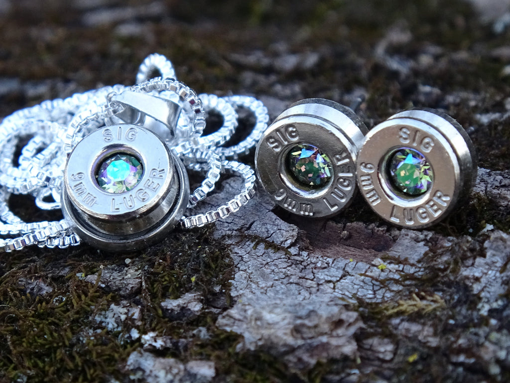Bullet Necklace pendant & earring set 9mm alexandrite (etsy image id: 4898882973)