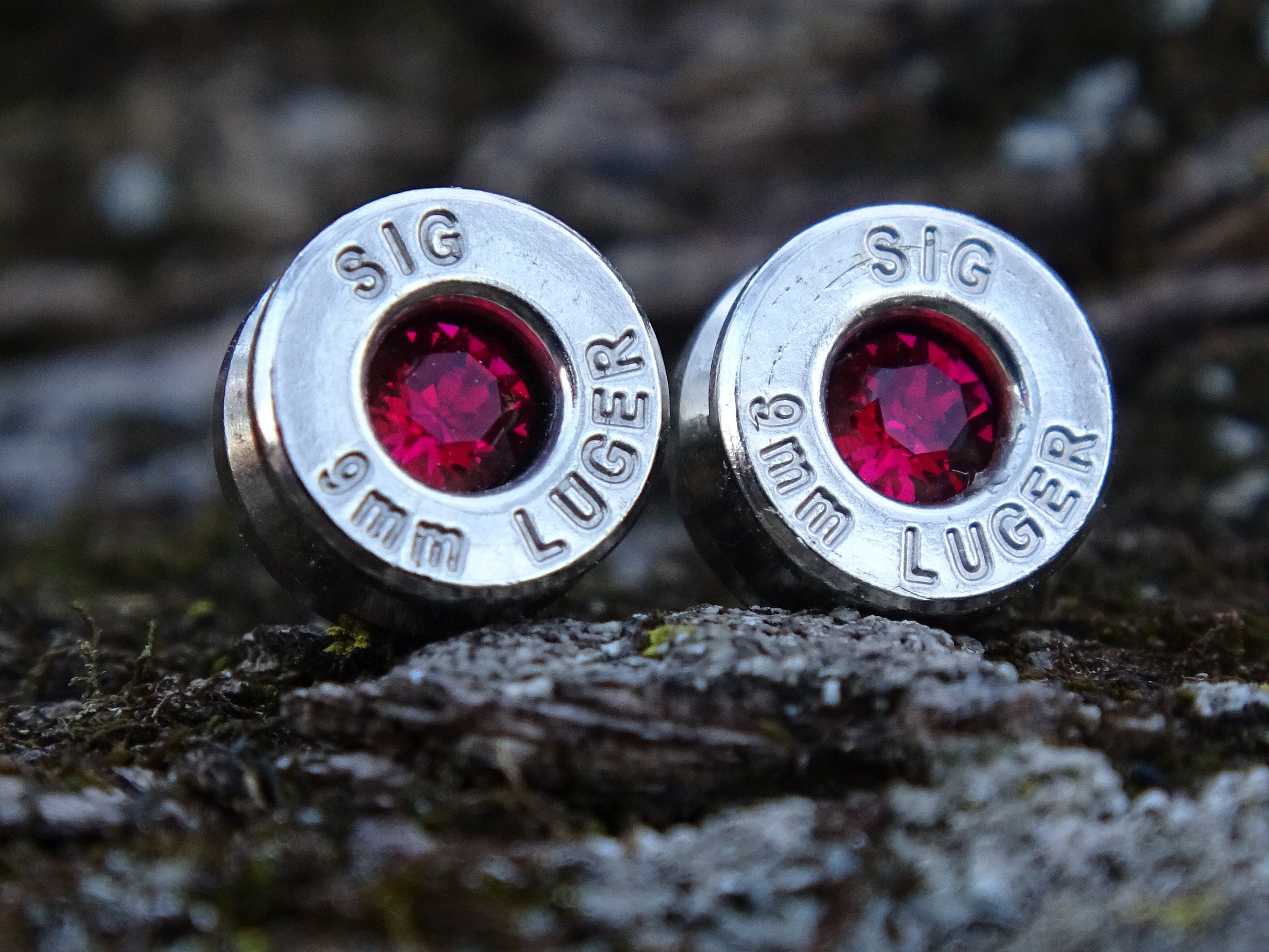 Bullet Necklace pendant & earring set 9mm ruby (etsy image id: 4898896539)