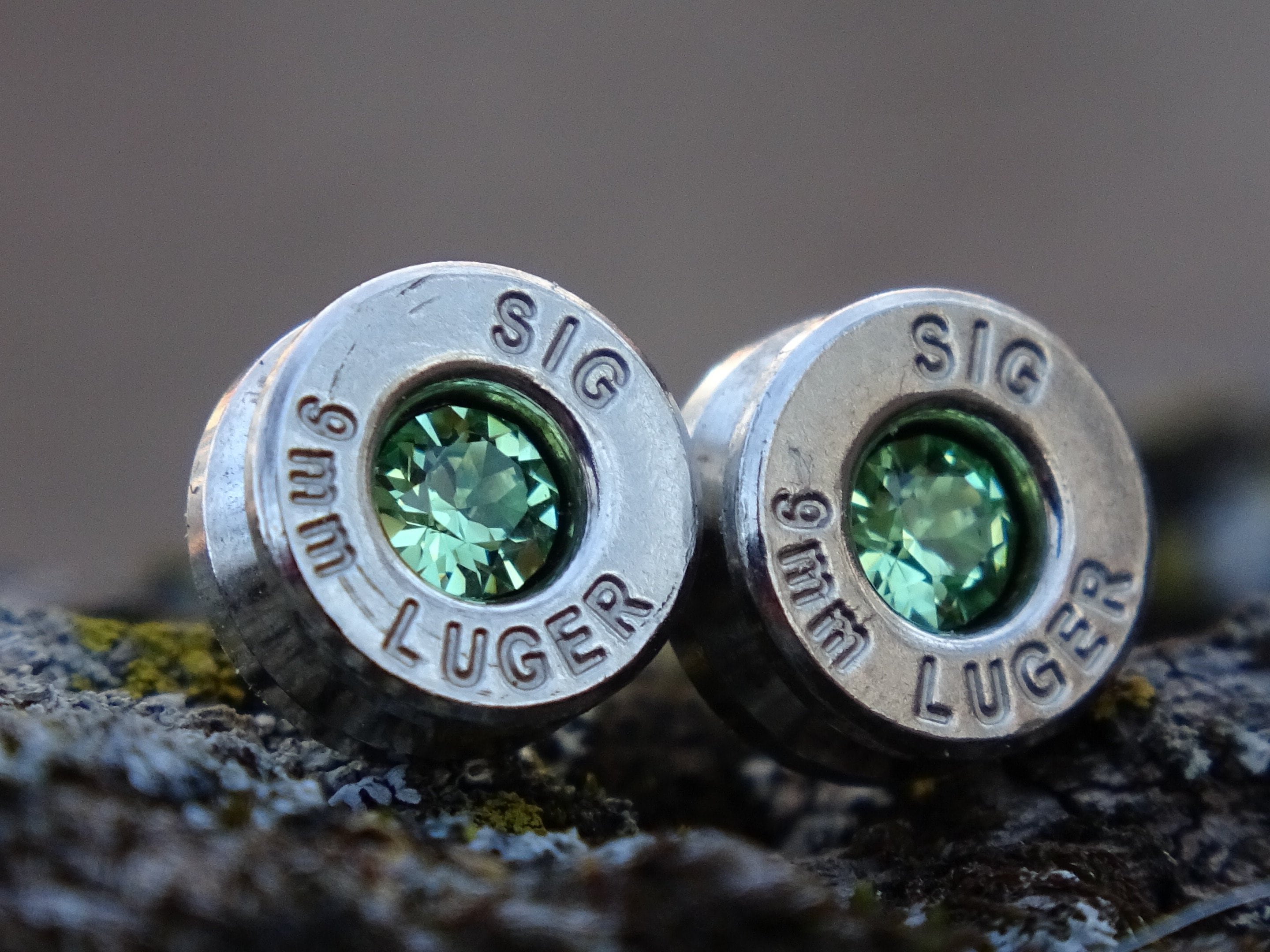 Bullet Necklace pendant & earring set 9mm peridot (etsy image id: 4898943495)