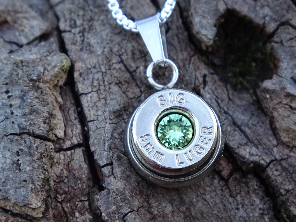 Bullet Necklace pendant & earring set 9mm peridot (etsy image id: 4898943793)