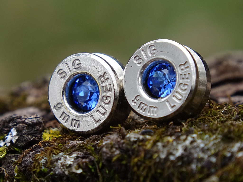 Bullet earrings 9mm sapphire (etsy image id: 4899150363)
